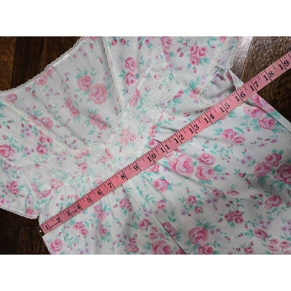 Vintage Dainty Pink Floral Bloomcore Botanical Night Gown House Dress - Picture 5 of 11
